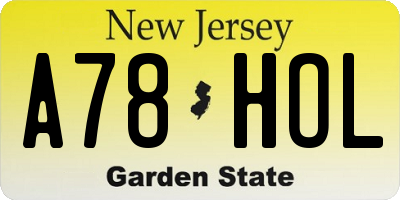 NJ license plate A78HOL