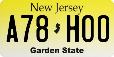 NJ license plate A78HOO