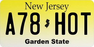 NJ license plate A78HOT