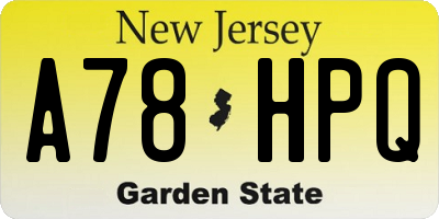 NJ license plate A78HPQ