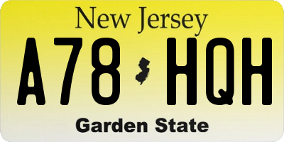 NJ license plate A78HQH
