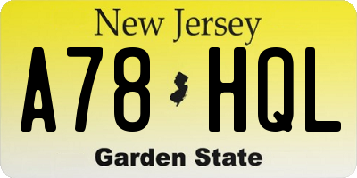 NJ license plate A78HQL