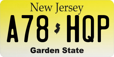 NJ license plate A78HQP