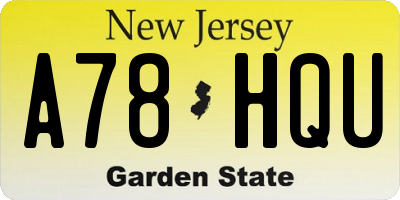 NJ license plate A78HQU