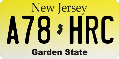 NJ license plate A78HRC