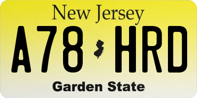 NJ license plate A78HRD