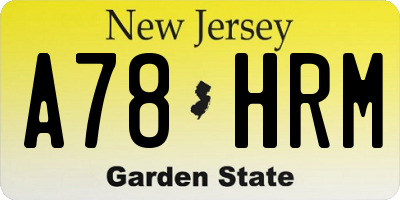 NJ license plate A78HRM