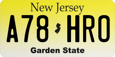 NJ license plate A78HRO