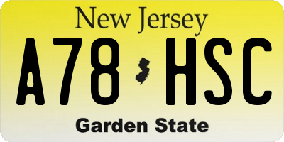 NJ license plate A78HSC