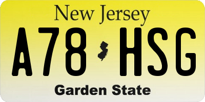 NJ license plate A78HSG