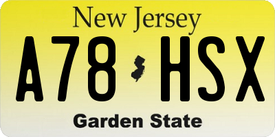 NJ license plate A78HSX