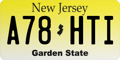 NJ license plate A78HTI