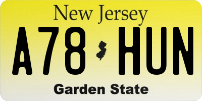 NJ license plate A78HUN