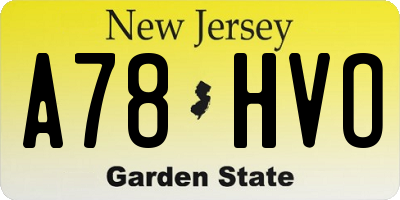 NJ license plate A78HVO
