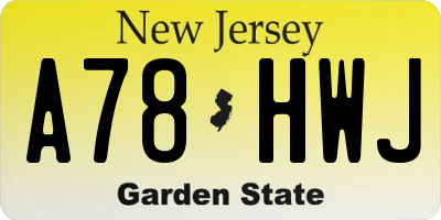 NJ license plate A78HWJ