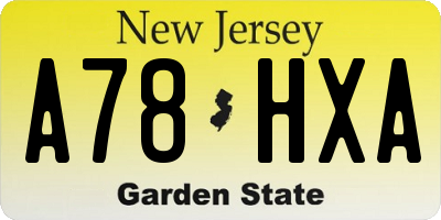 NJ license plate A78HXA