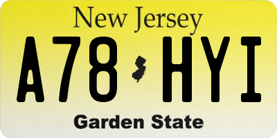 NJ license plate A78HYI
