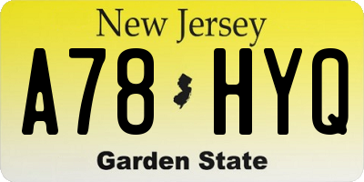 NJ license plate A78HYQ