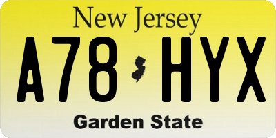 NJ license plate A78HYX