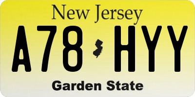 NJ license plate A78HYY