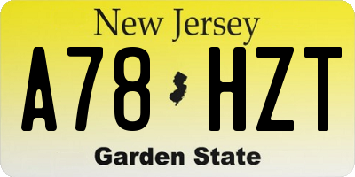NJ license plate A78HZT