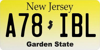 NJ license plate A78IBL