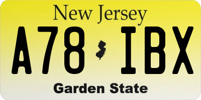 NJ license plate A78IBX