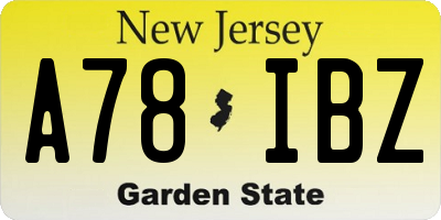 NJ license plate A78IBZ