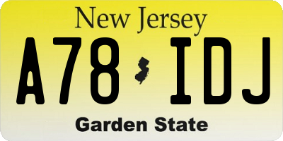 NJ license plate A78IDJ