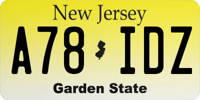 NJ license plate A78IDZ