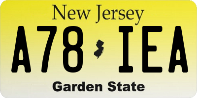 NJ license plate A78IEA