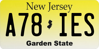 NJ license plate A78IES