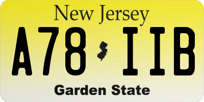 NJ license plate A78IIB