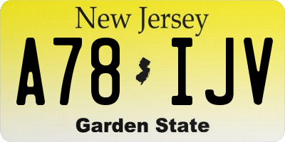 NJ license plate A78IJV