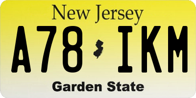 NJ license plate A78IKM