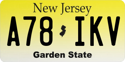 NJ license plate A78IKV