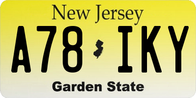 NJ license plate A78IKY
