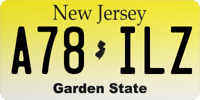 NJ license plate A78ILZ
