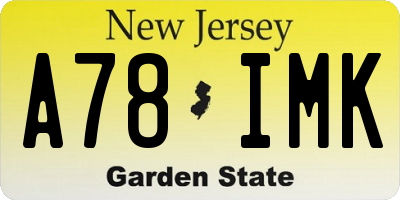 NJ license plate A78IMK