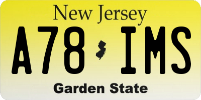 NJ license plate A78IMS