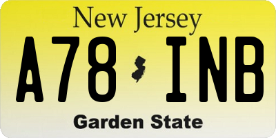 NJ license plate A78INB