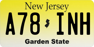 NJ license plate A78INH