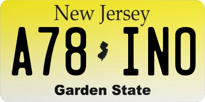 NJ license plate A78INO