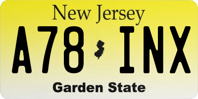 NJ license plate A78INX