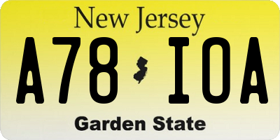 NJ license plate A78IOA