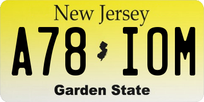 NJ license plate A78IOM