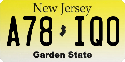 NJ license plate A78IQO