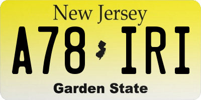 NJ license plate A78IRI
