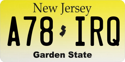 NJ license plate A78IRQ