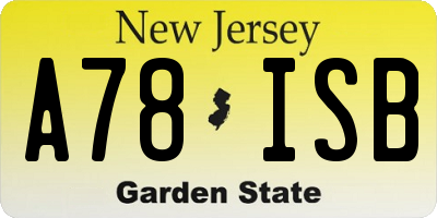 NJ license plate A78ISB